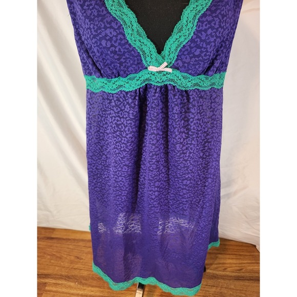 Kensie Purple & Teal Full Lace Chemise Lingerie Size Large Retro - Picture 3 of 7